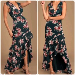 Lulu's Secret Romance Dark Green Floral Maxi